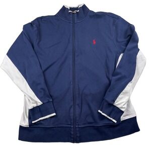 Polo Ralph Lauren Interlock Track Jacket Mens XL Navy Blue Logo Pockets Full Zip